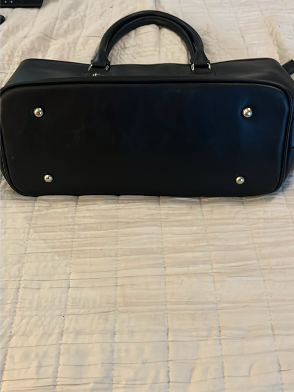 Alessandro Versace Black Leather Studded Tote with Embossed Medallion - Picture 8 of 8